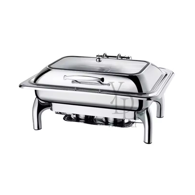 9L Silver Rectangle Stainless Steel Removable Base Chafing Dish