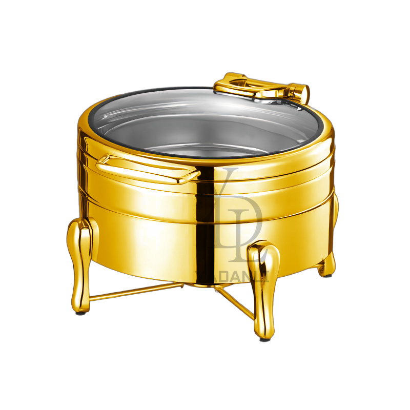 Round  Gold -stainless steel alcohol heating - 4018G