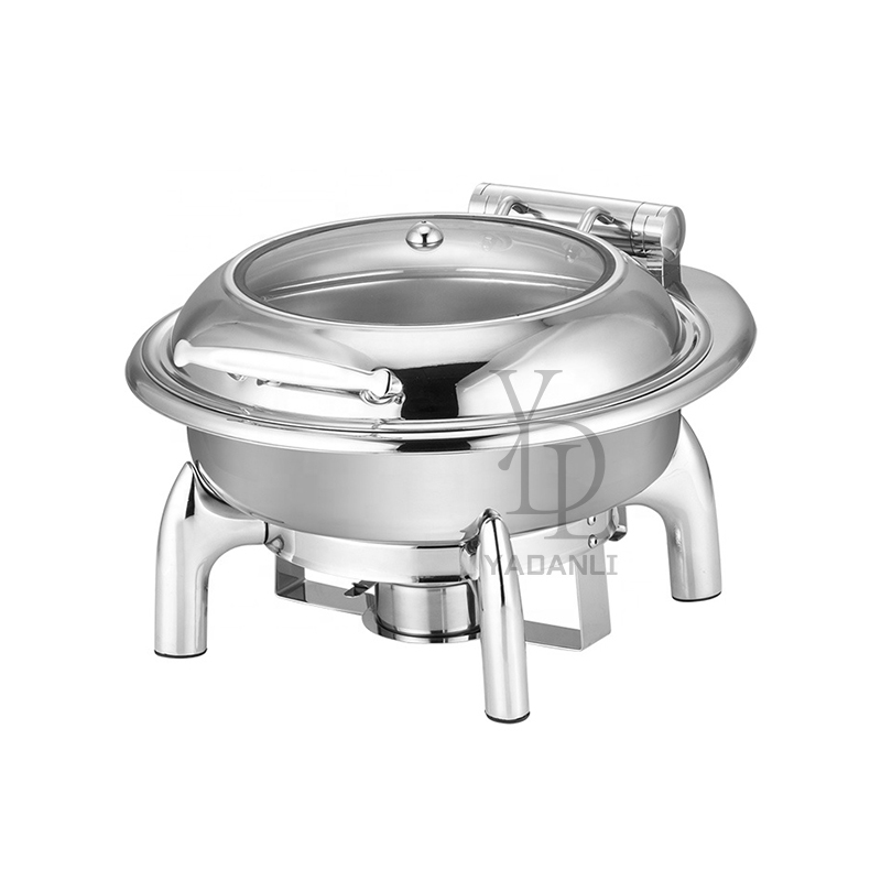 6L Silver Round Stainless Steel Removable Base Chafing Dish