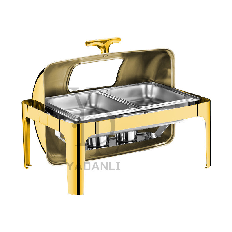 6 ,9 L Model A Gold  rectangular / Round stainless steel lid chafing dish