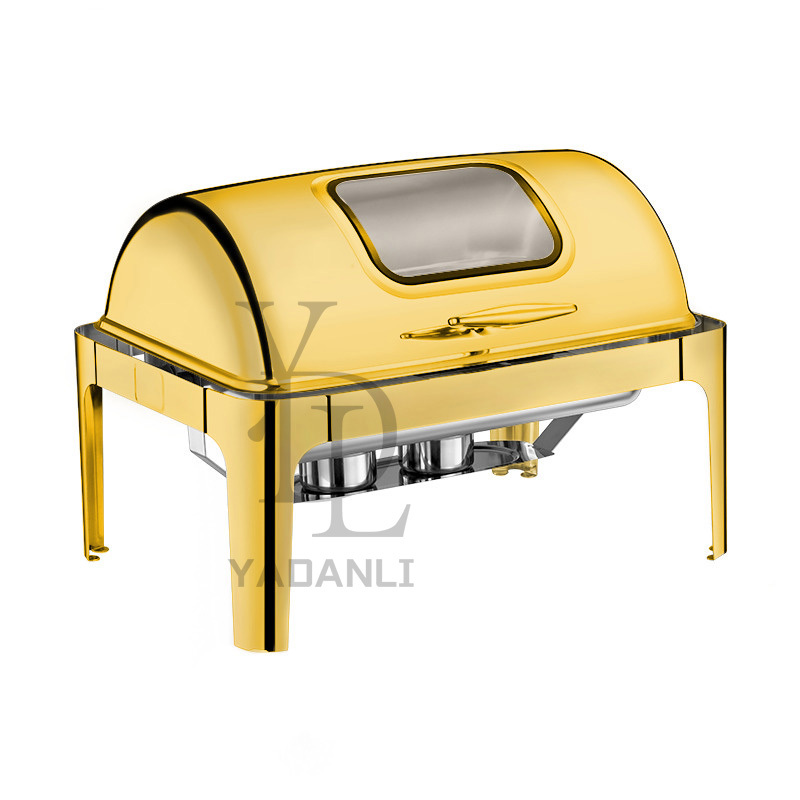 6 ,9 L Model A Gold  rectangular / Round stainless steel lid chafing dish