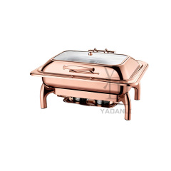 9L Rose Gold  Rectangle Stainless Steel Removable Base Chafing Dish