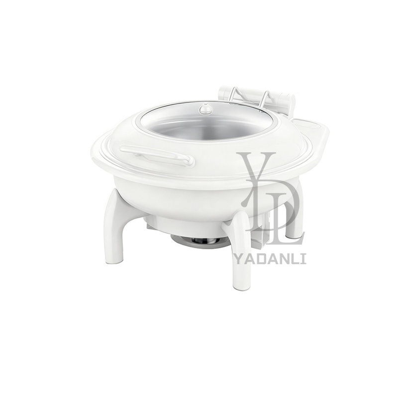 6L White   Round Stainless Steel Removable Base Chafing Dish