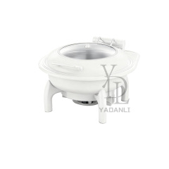 6L White   Round Stainless Steel Removable Base Chafing Dish