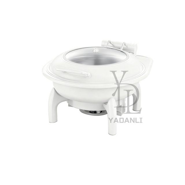 6L White   Round Stainless Steel Removable Base Chafing Dish