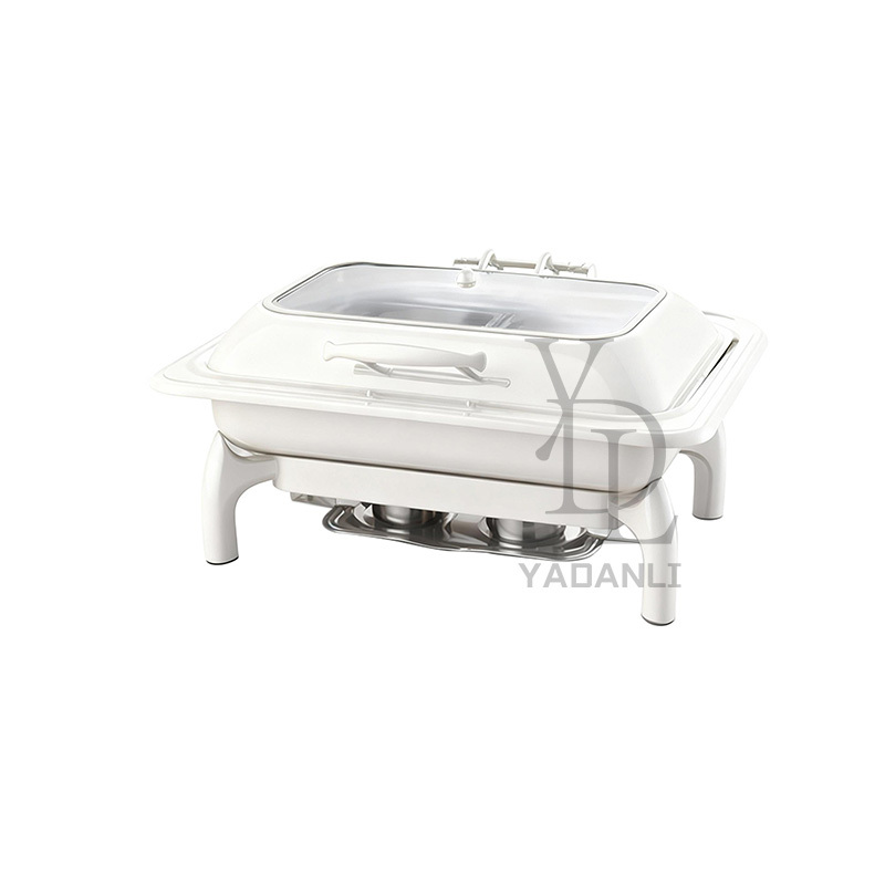 9L White Rectangle Stainless Steel Removable Base Chafing Dish