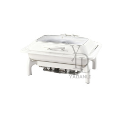 9L White Rectangle Stainless Steel Removable Base Chafing Dish