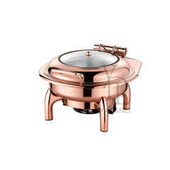 6L Rose Gold  Round Stainless Steel Removable Base Chafing Dish