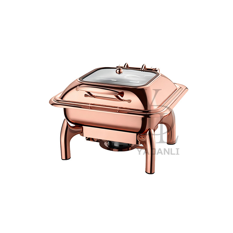 6L Rose Gold  Square Stainless Steel Removable Base Chafing Dish