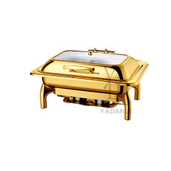 9L Gold  Rectangle Stainless Steel Removable Base Chafing Dish