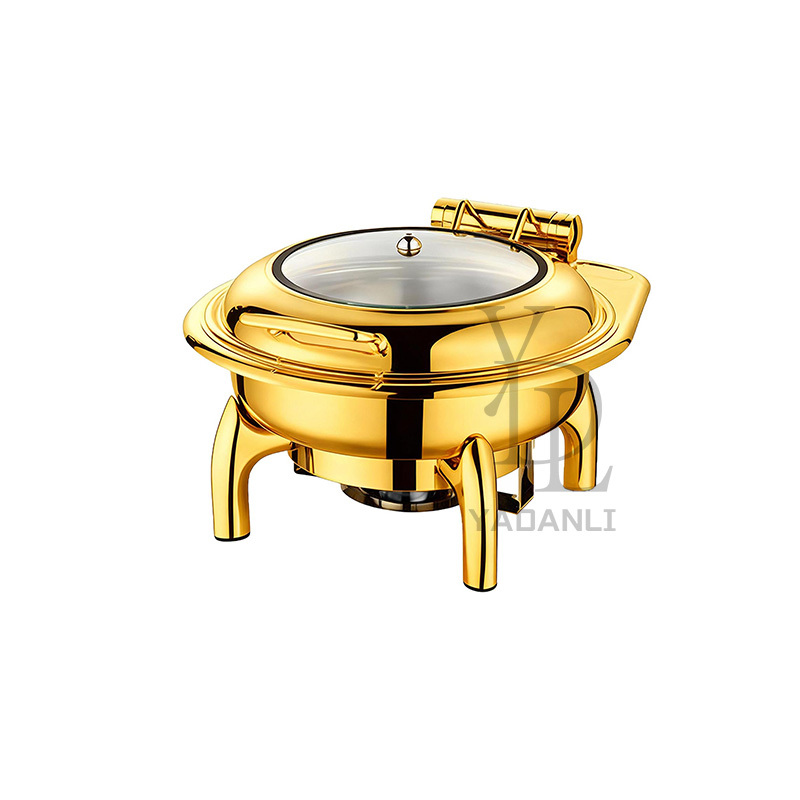 6L Gold  Round Stainless Steel Removable Base Chafing Dish