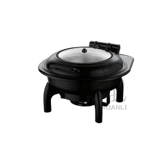 6L Black  Round Stainless Steel Removable Base Chafing Dish