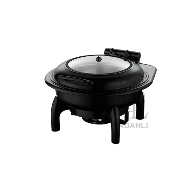 6L Black  Round Stainless Steel Removable Base Chafing Dish