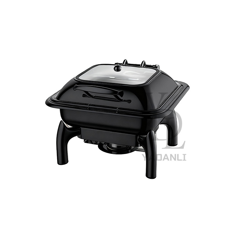 6L Black   Square Stainless Steel Removable Base Chafing Dish