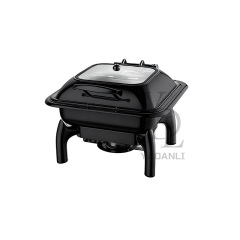 6L Black   Square Stainless Steel Removable Base Chafing Dish
