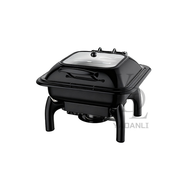 6L Black   Square Stainless Steel Removable Base Chafing Dish