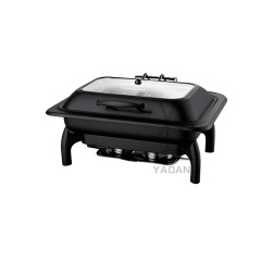 9L Black  Rectangle Stainless Steel Removable Base Chafing Dish