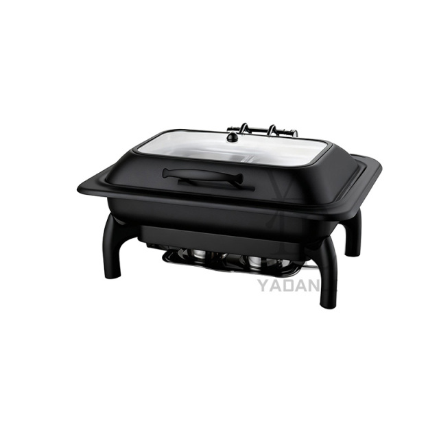 9L Black  Rectangle Stainless Steel Removable Base Chafing Dish