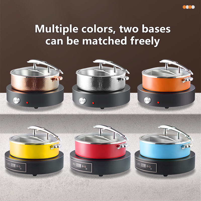 Dolphin-handle chafing dish with heating base