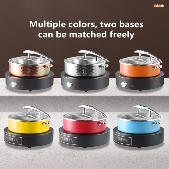 Dolphin-handle chafing dish with heating base