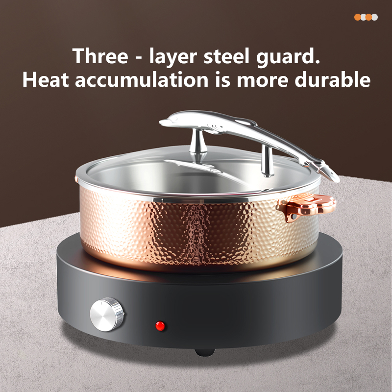 Dolphin-handle chafing dish with heating base