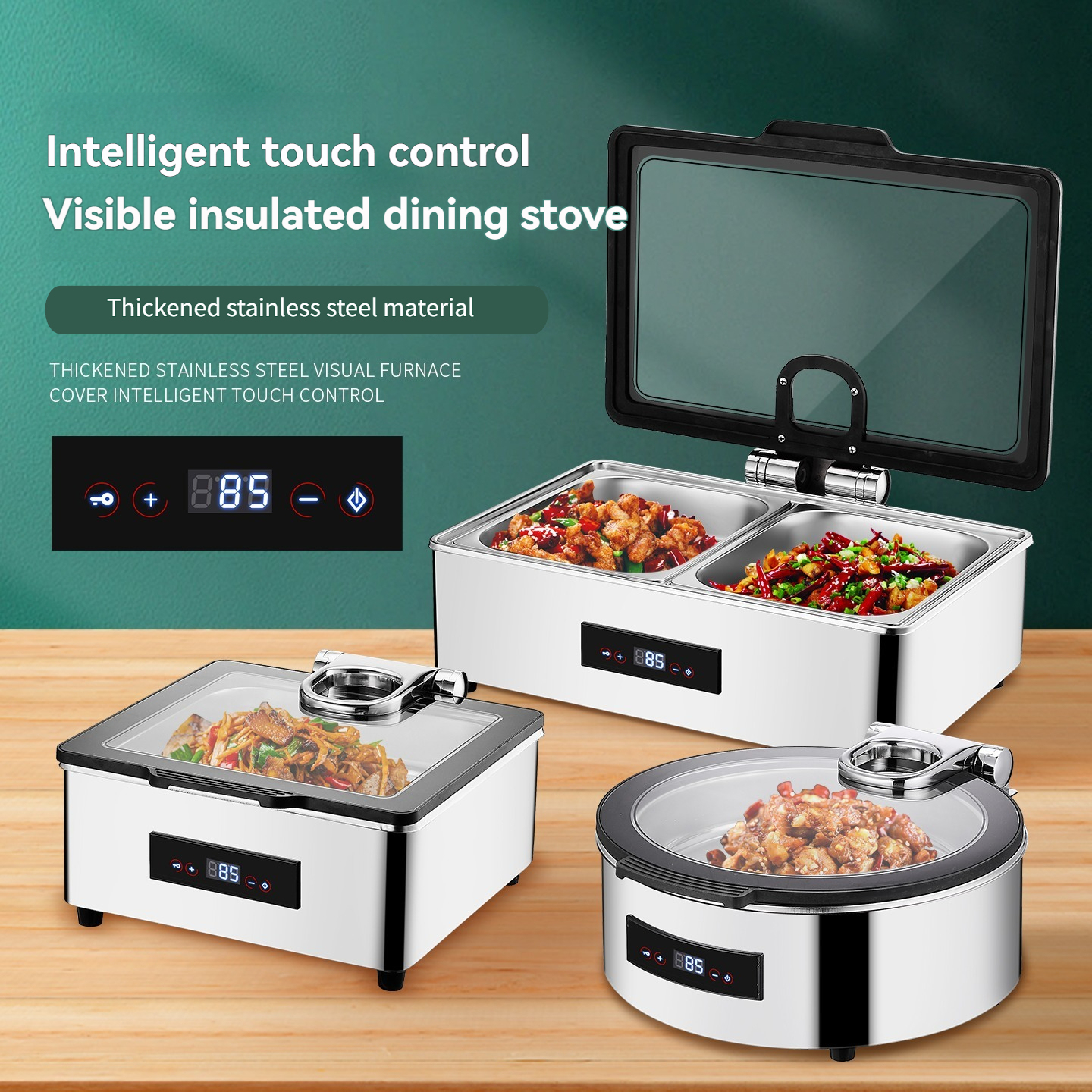 6/9L Stainless Steel Buffet Warmer with Hydraulic Black Ring