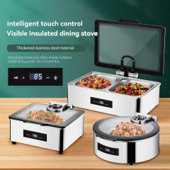 6/9L Stainless Steel Buffet Warmer with Hydraulic Black Ring