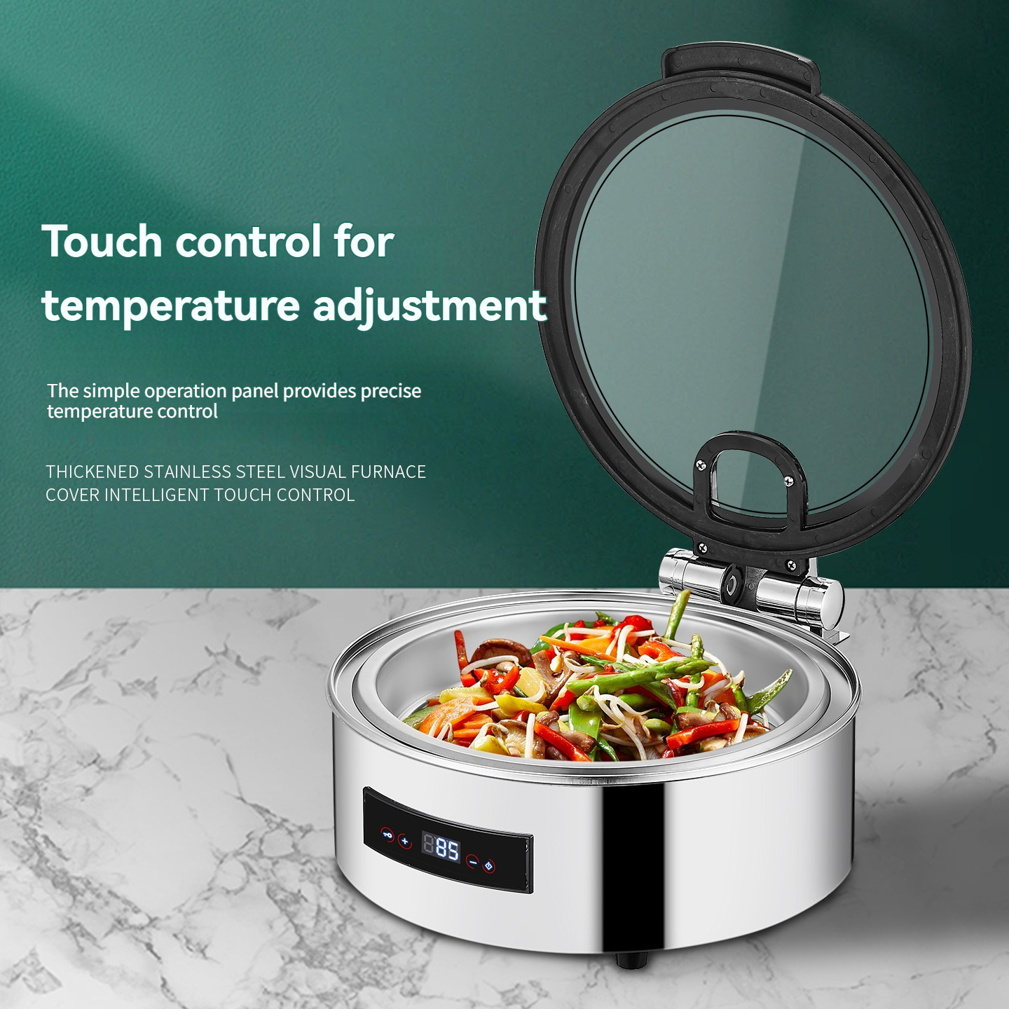 6/9L Stainless Steel Buffet Warmer with Hydraulic Black Ring