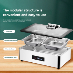 6/9L Stainless Steel Buffet Warmer with Hydraulic Black Ring