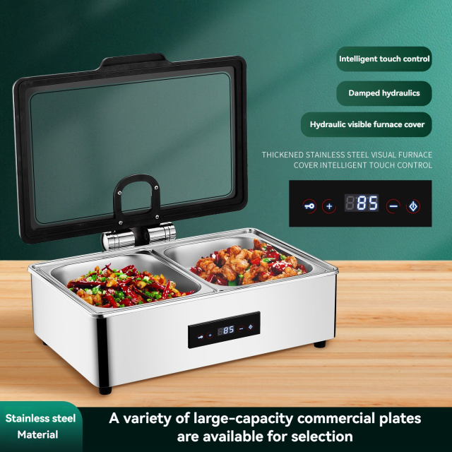 6/9L Stainless Steel Buffet Warmer with Hydraulic Black Ring