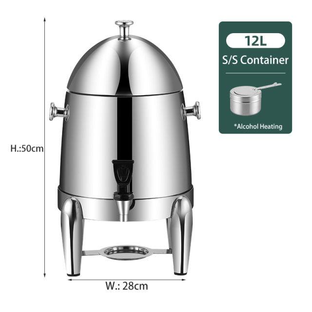 12L Silver Stainless Steel Juice Dispenser with Spigot, Commercial Buffet Beverage Server | Factory Wholesale & OEM Available