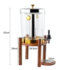 8L Single Head Beverage Dispenser with Sapele Wood Stand, PC Tank and PE Ice Core, Commercial Buffet Drink Server | Factory Wholesale & OEM Available