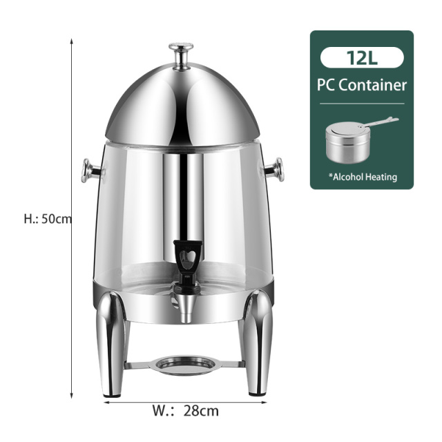 12L Clear PC Stainless Steel Juice Dispenser with Spigot, Commercial Buffet Beverage Server | Factory Wholesale & OEM Available
