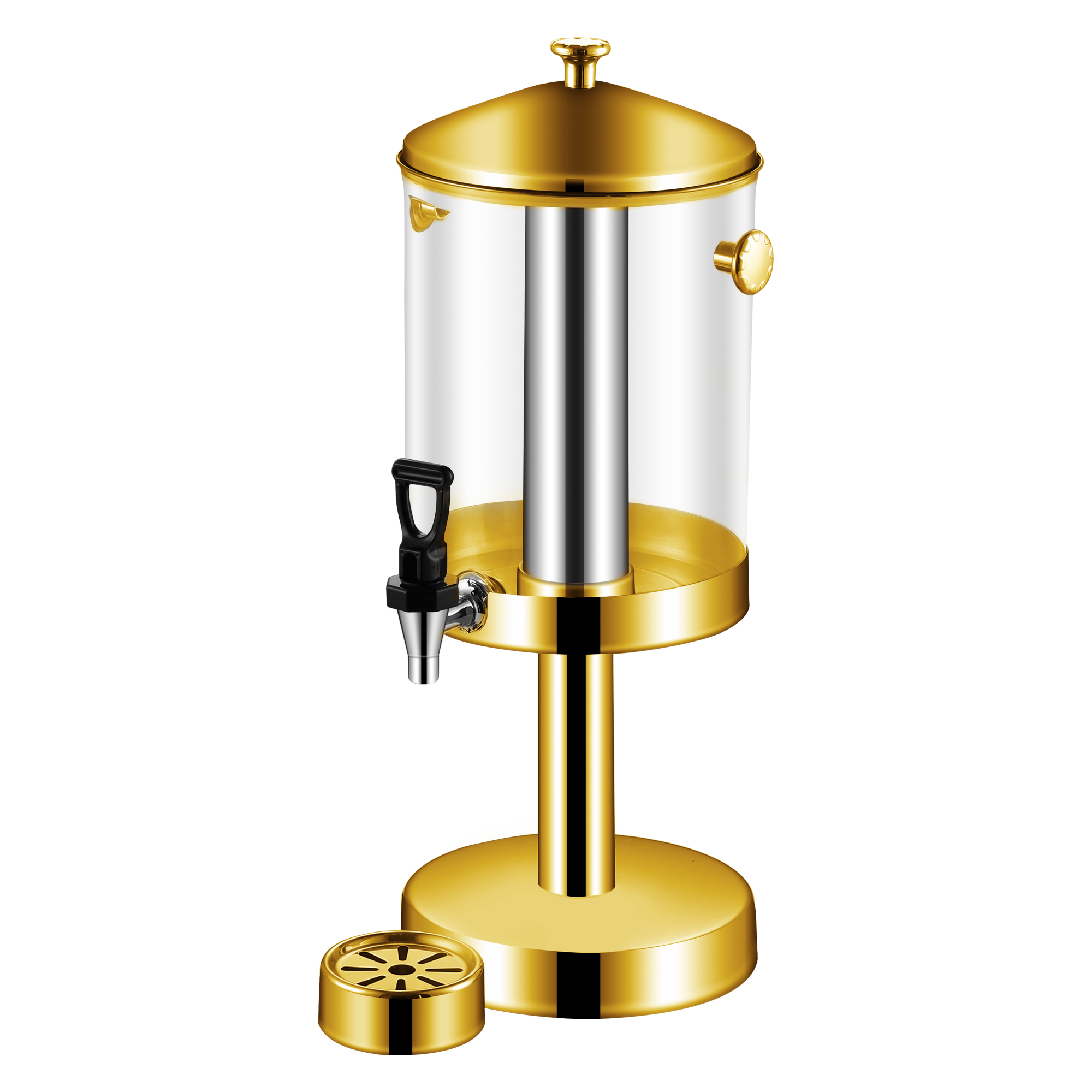 8L Gold Stand Clear PC Beverage Dispenser with Spigot, Commercial Buffet Beverage Server | Factory Wholesale & OEM Available