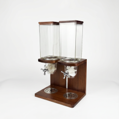 2 x 3.5L Cereal Dispenser with Sapele Wood Stand | Commercial Buffet Server - product view 1