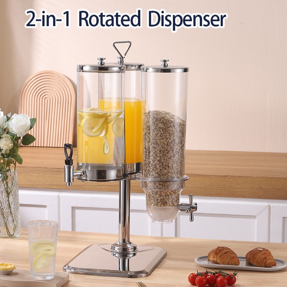 Rotating Triple-Tank Cereal & Juice Dispenser | Commercial Buffet Server - product view 3