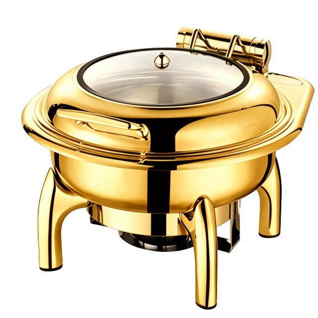 Round Hydraulic Chafing Dish with Detachable Lid and Stand 6L