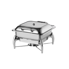 Square Hydraulic Chafing Dish with Fixed Lid, Fish Handle and Stand 6L