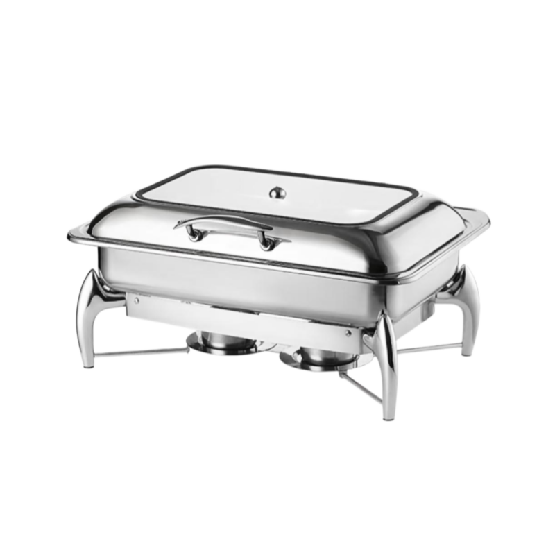 Rectangular Hydraulic Chafing Dish with Fixed Lid, Fish Handle and Stand 9L