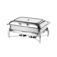 Rectangular Hydraulic Chafing Dish with Fixed Lid, Fish Handle and Stand 9L