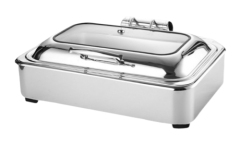 Rectangular Electric Hydraulic Chafing Dish with Detachable Lid and Rolled Rim 9L