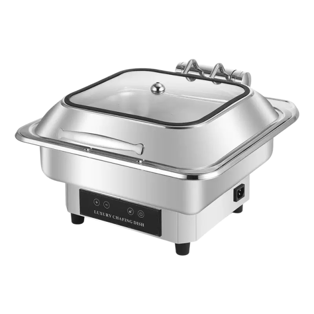 Square Electric Hydraulic Chafing Dish with Detachable Lid and Digital Control 6L
