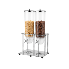 7L Round Double Cereal Dispenser with Stainless Steel Column Stand