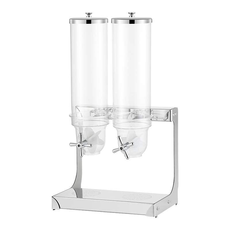 7L Round Double Cereal Dispenser with Stainless Steel Folded Plate Stand