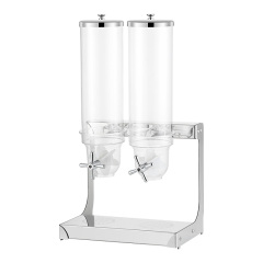 7L Round Double Cereal Dispenser with Stainless Steel Folded Plate Stand