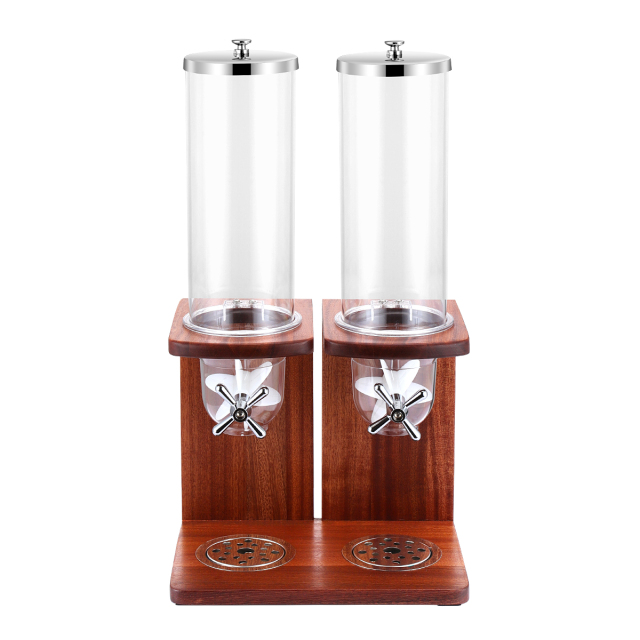 7L Round Double Cereal Dispenser with Sapele Wood A-Style Stand