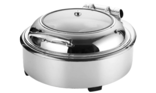 Round Electric Hydraulic Chafing Dish with Detachable Lid and Rolled Rim 6L