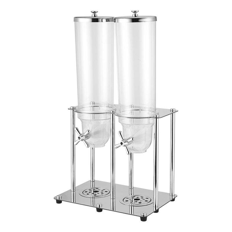 7L Round Double Cereal Dispenser with Stainless Steel Column Stand