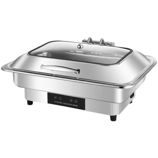 Rectangular Electric Hydraulic Chafing Dish with Detachable Lid and Digital Control 9L