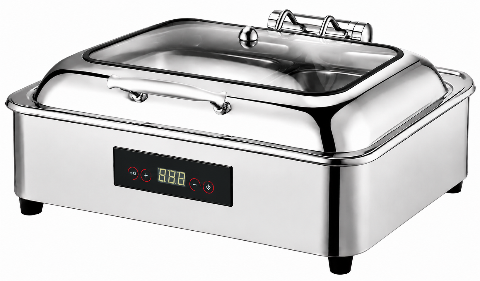Rectangular Electric Hydraulic Chafing Dish with Detachable Lid, Rolled Rim and Digital Control 9L
